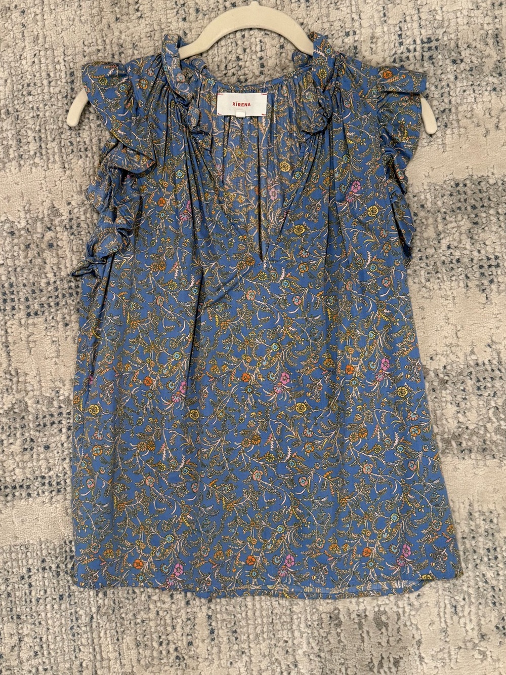 Xirena Bex Blue Flora top. Size M.